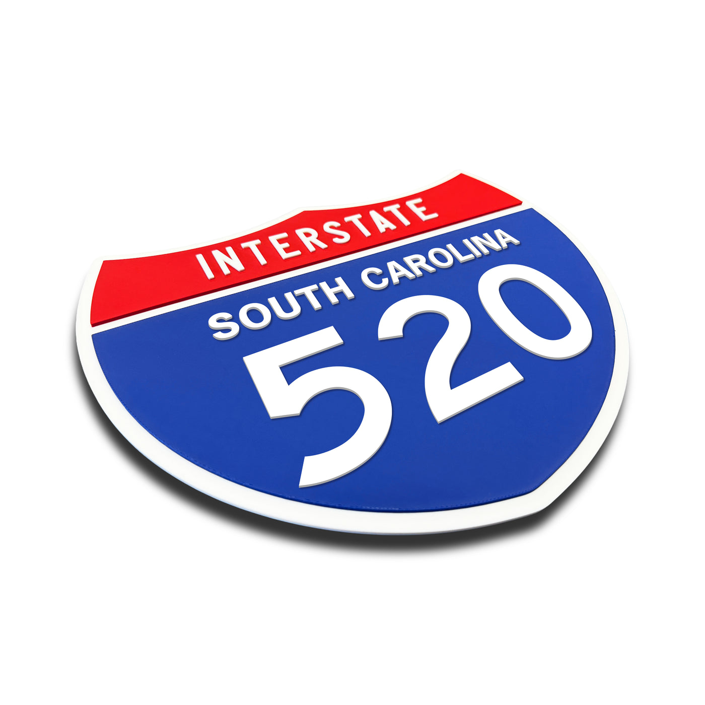 Interstate 520 – South Carolina road sign replica three-quarter view