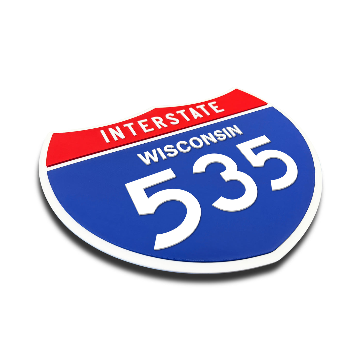 Interstate 535 – Wisconsin road sign replica three-quarter view