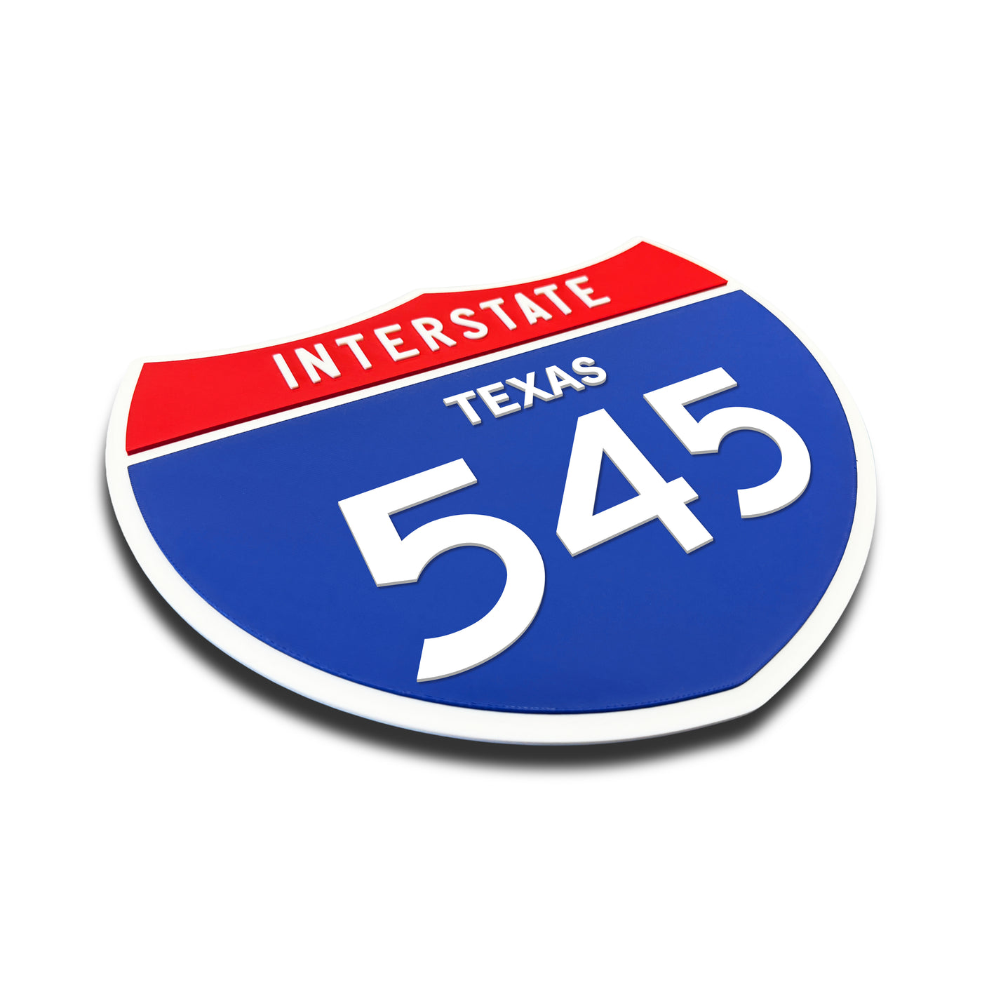 Interstate 545 – Texas road sign replica three-quarter view