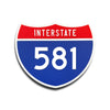 Interstate 581 Number Only road sign replica front view
