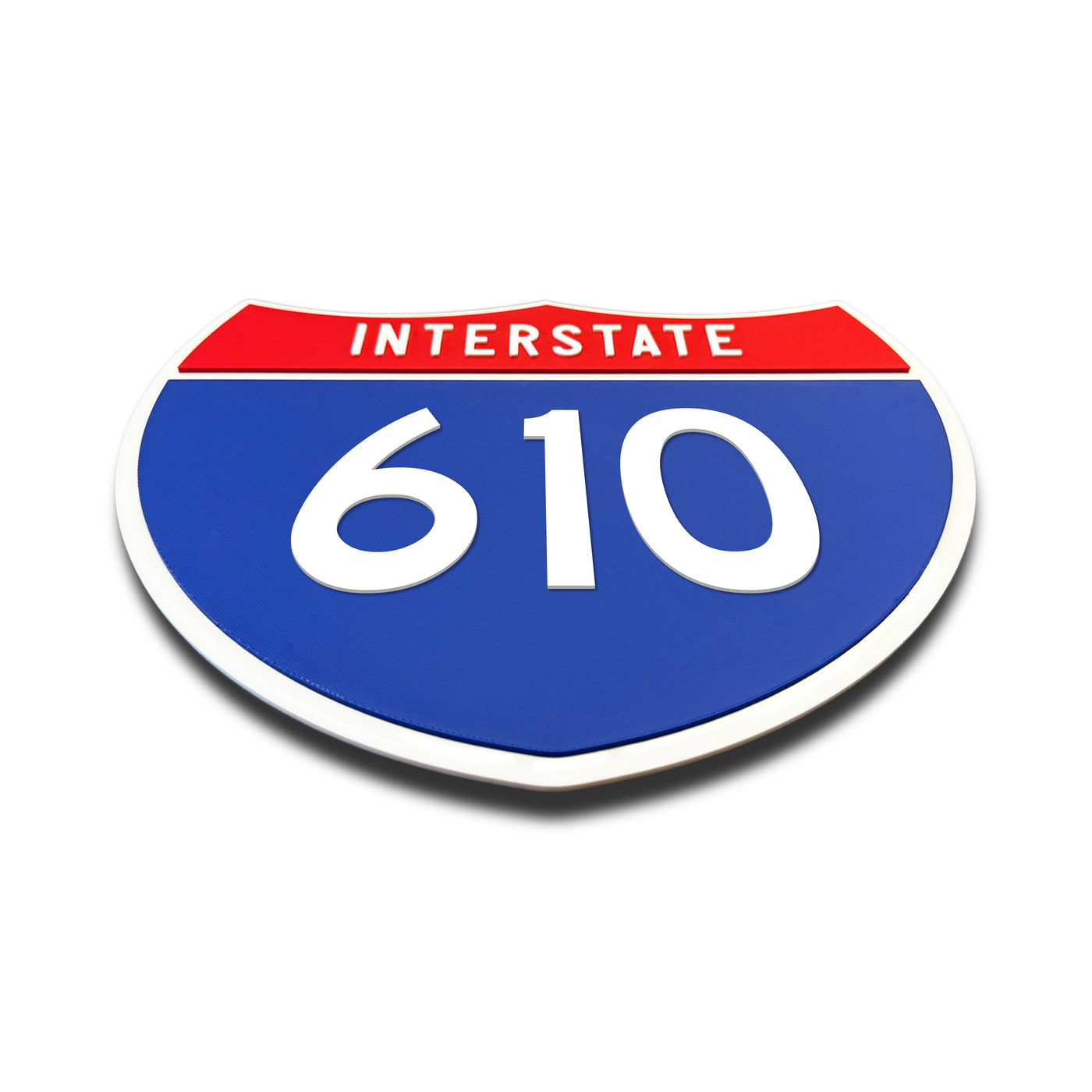 Interstate 610 Number Only road sign replica flat view
