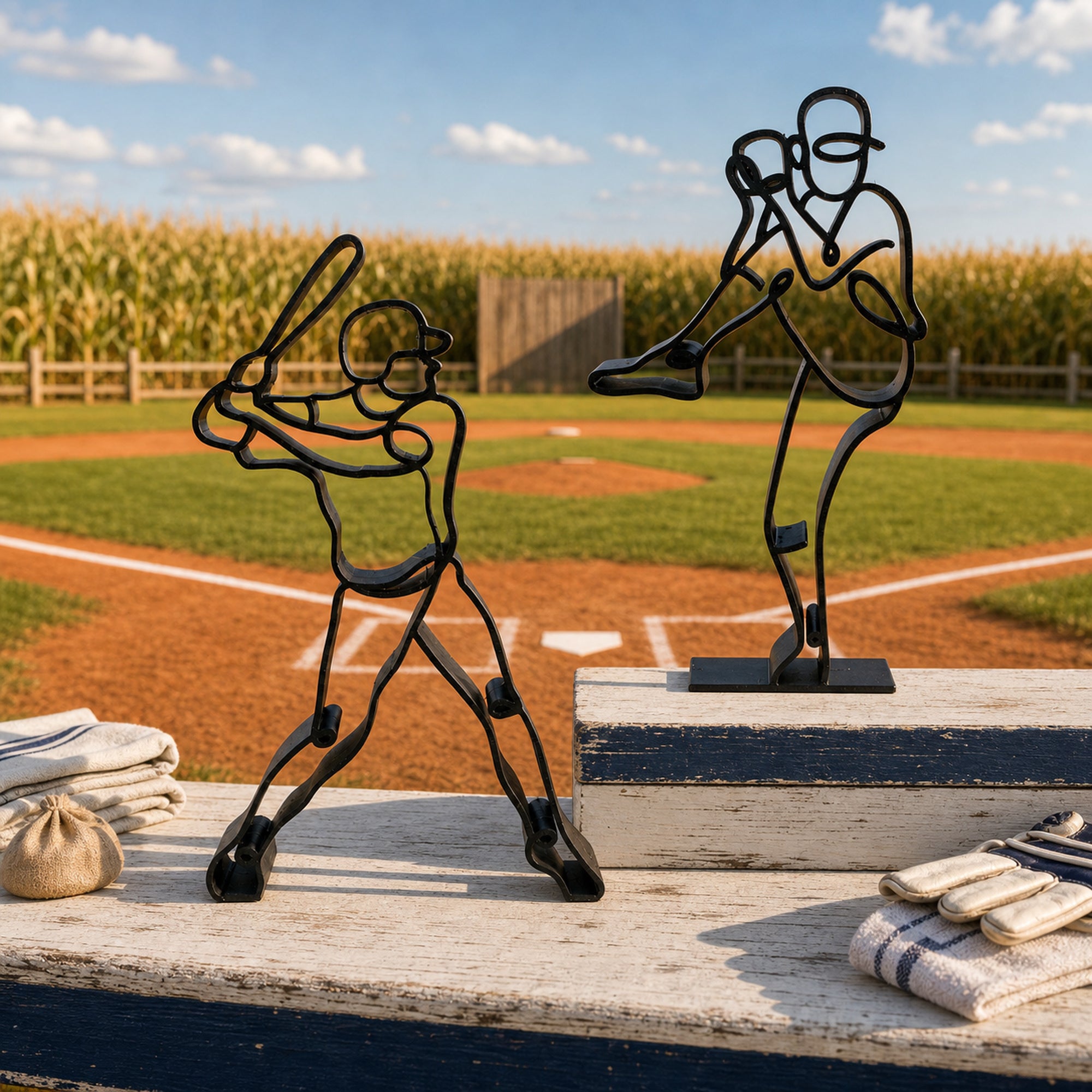 Baseball Line Art Sculpture Collection