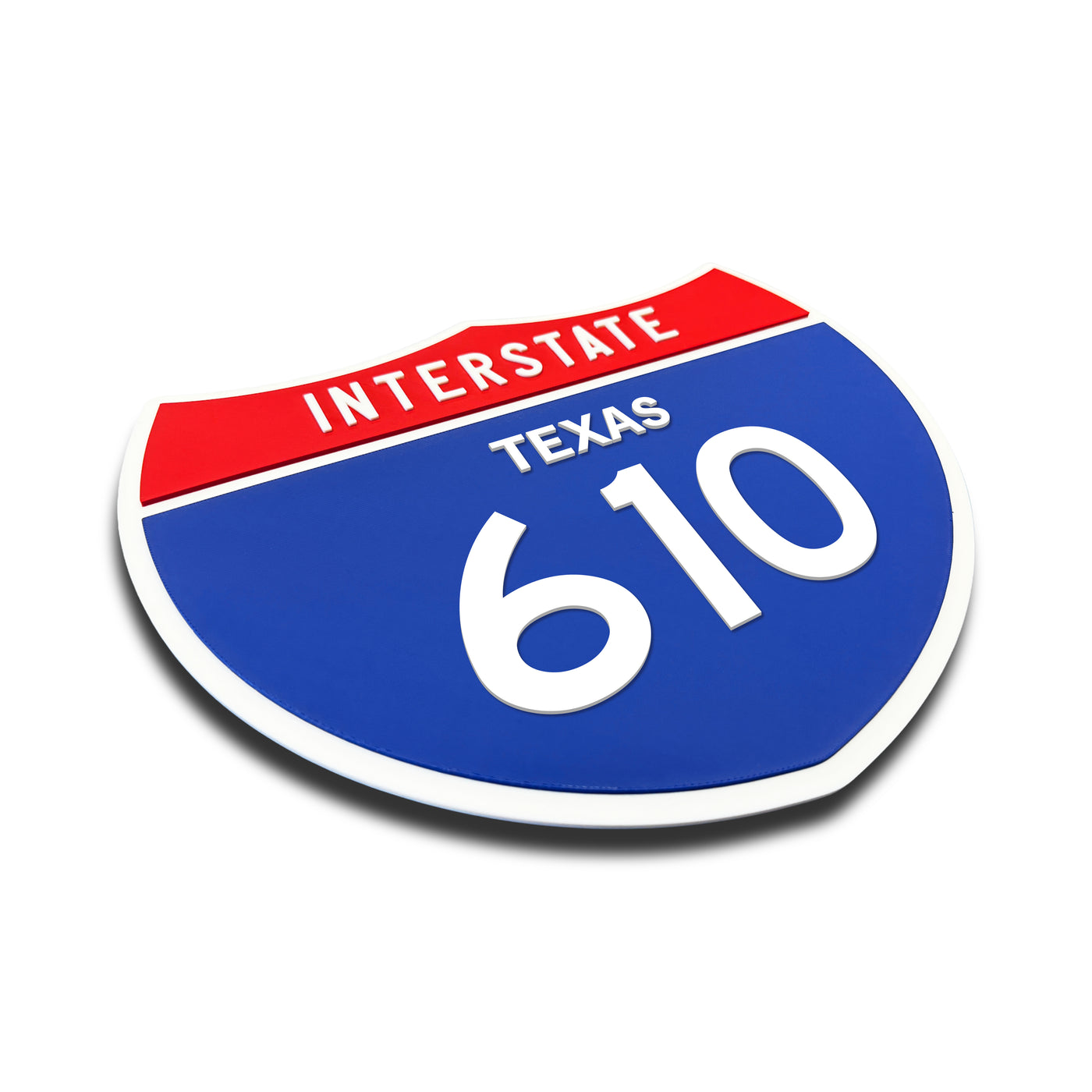 Interstate 610 – Texas road sign replica three-quarter view