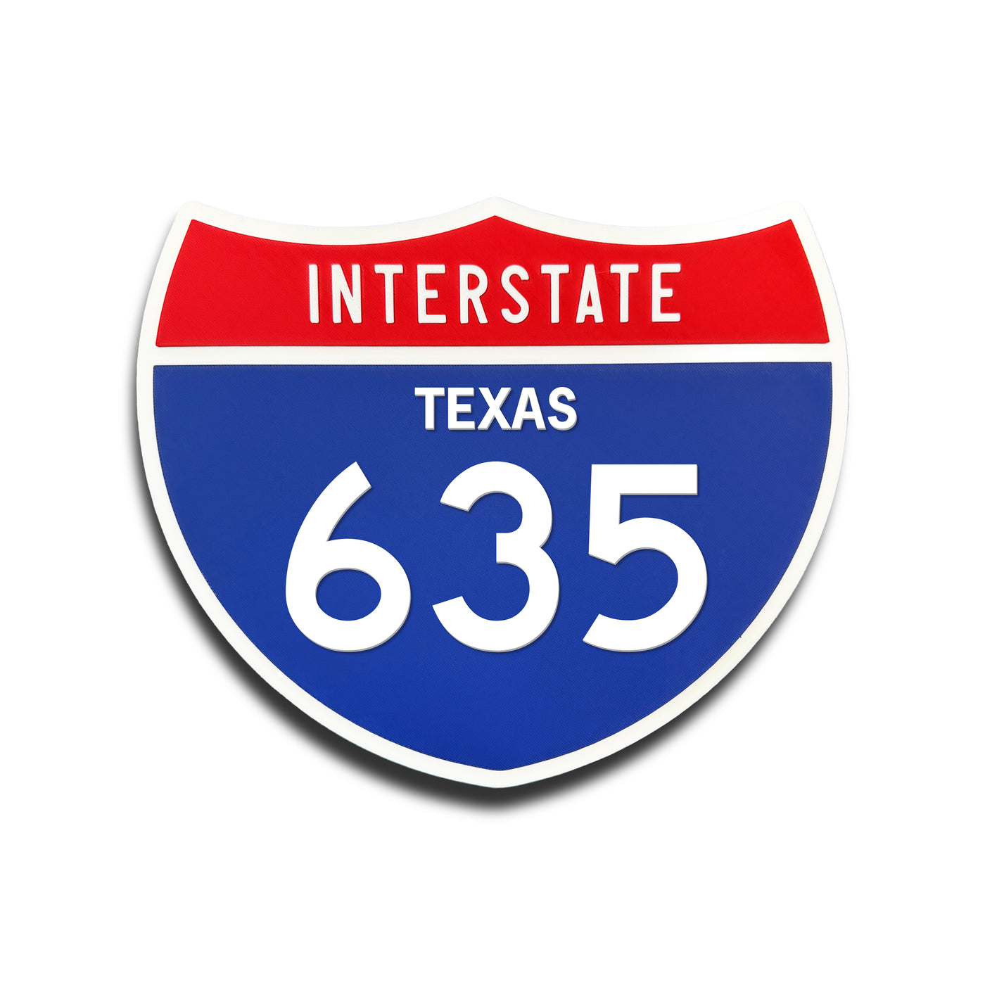 Interstate 635 Texas road sign replica front view