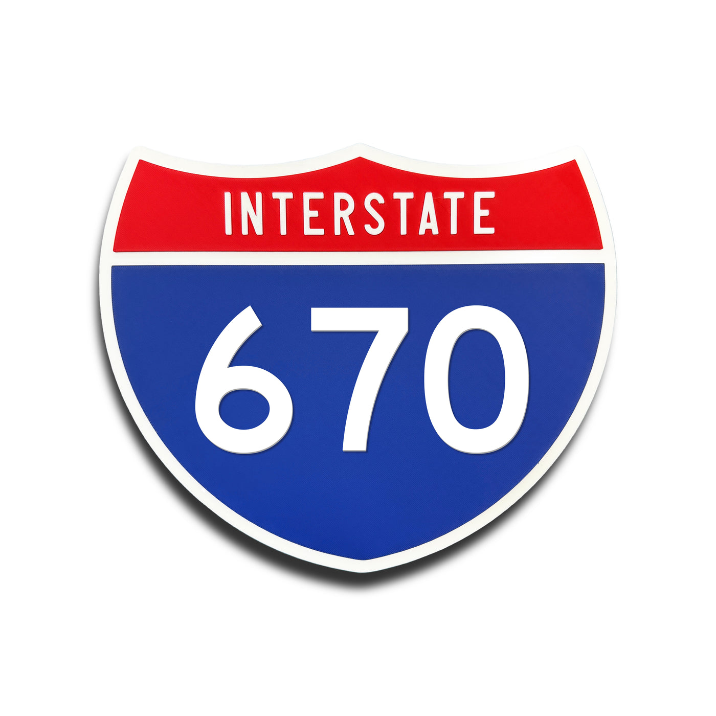 Interstate 670 Number Only road sign replica front view
