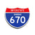 Interstate 670 Kansas road sign replica front view