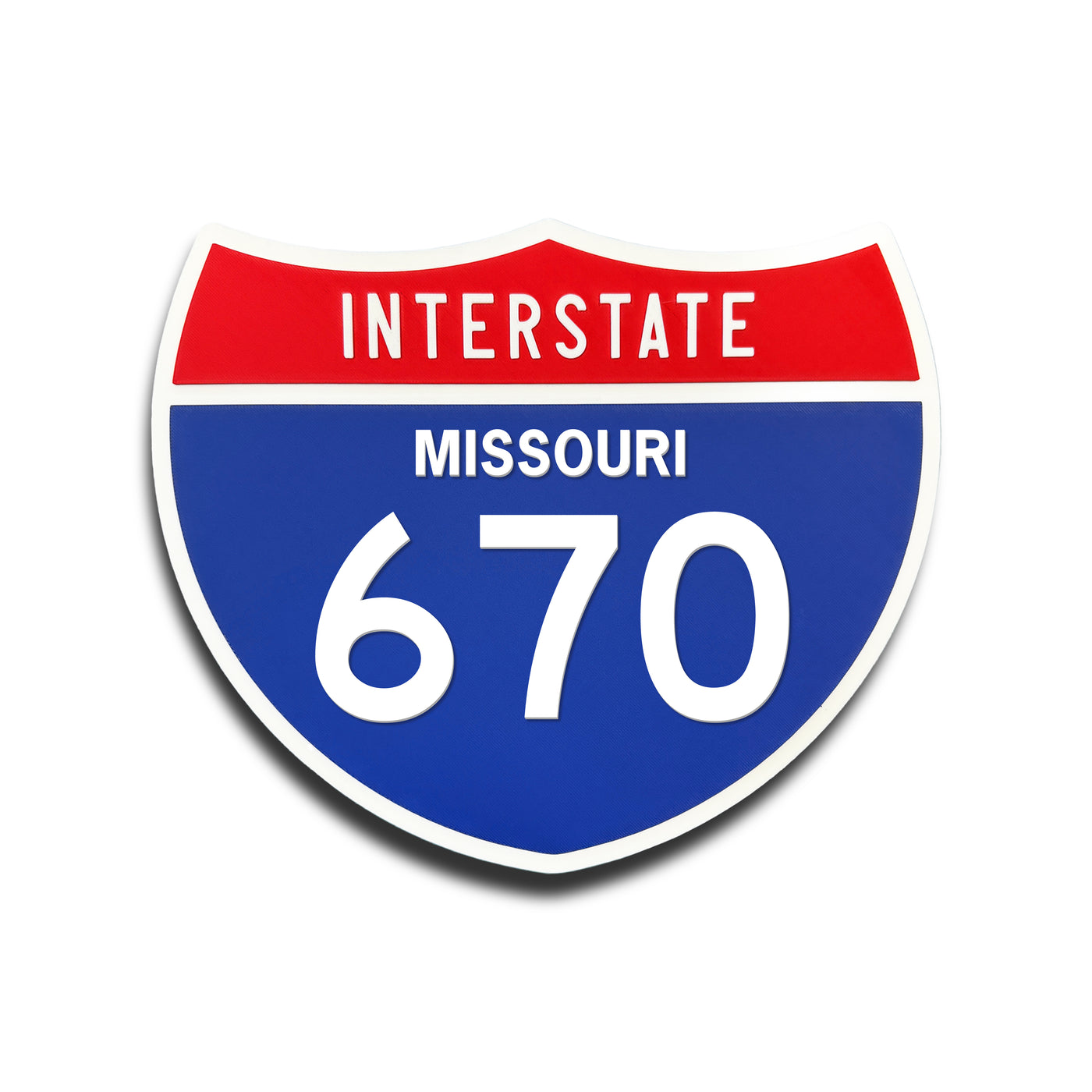 Interstate 670 Missouri road sign replica front view