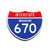 Interstate 670 Missouri road sign replica front view