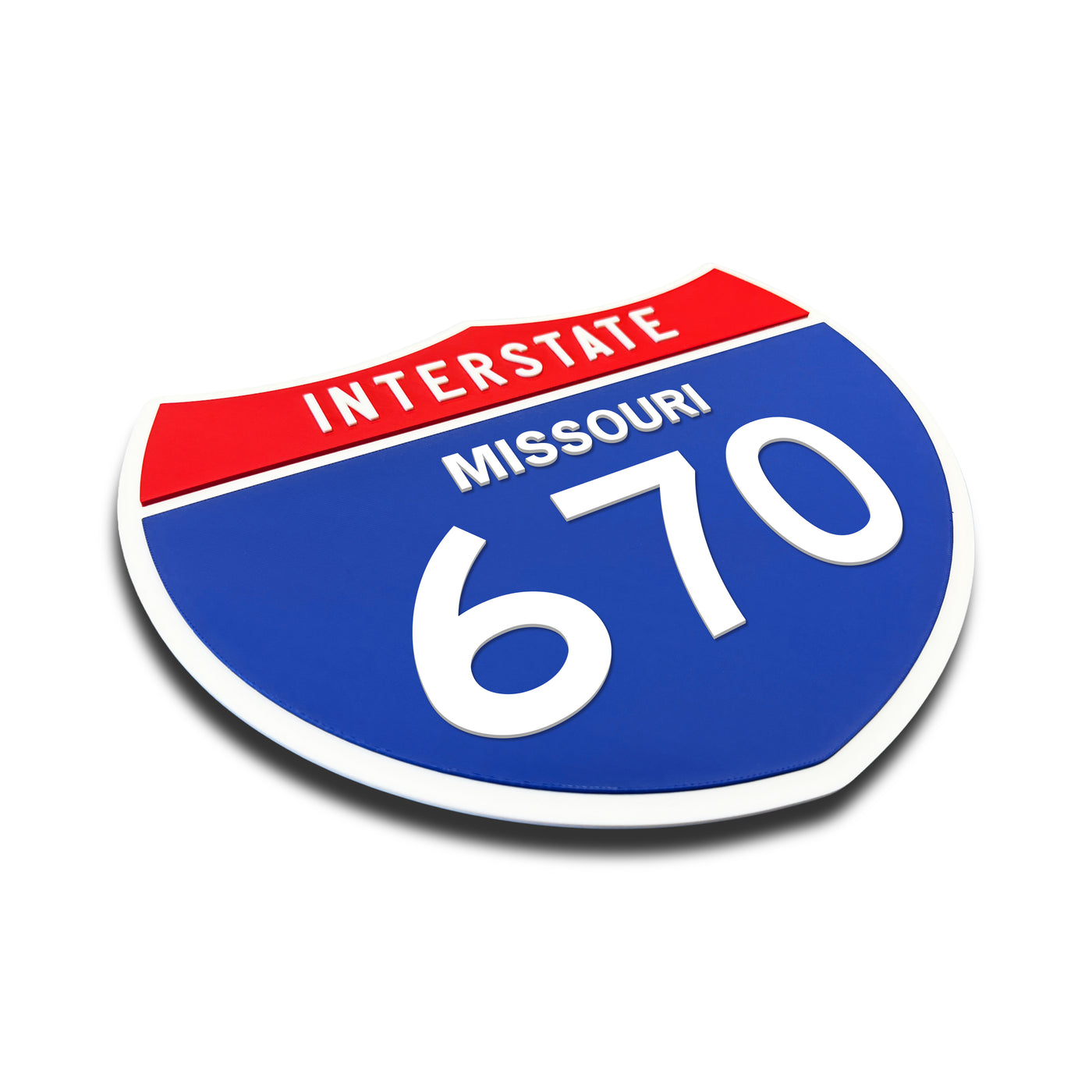Interstate 670 – Missouri road sign replica three-quarter view