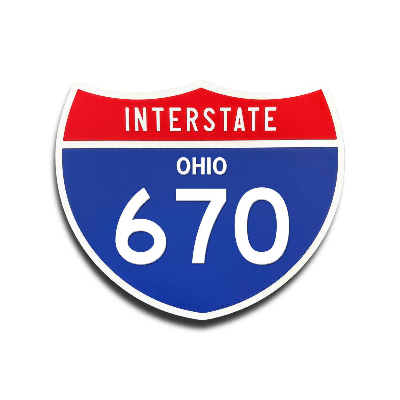 Interstate 670 Ohio road sign replica front view