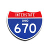 Interstate 670 Ohio road sign replica front view