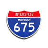 Interstate 675 Michigan road sign replica front view