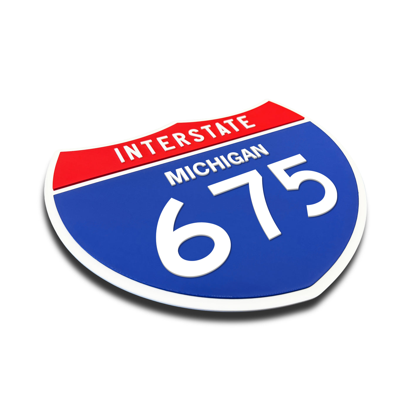 Interstate 675 – Michigan road sign replica three-quarter view