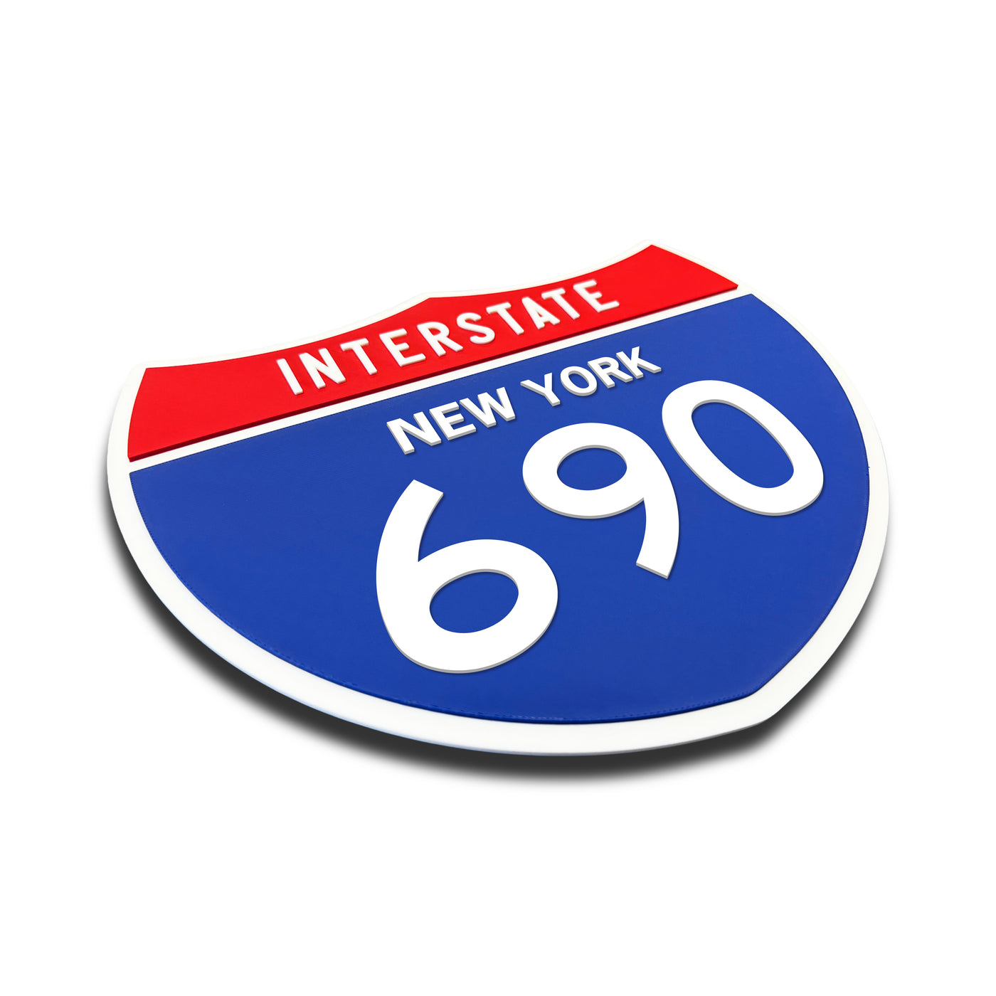 Interstate 690 – New York road sign replica three-quarter view