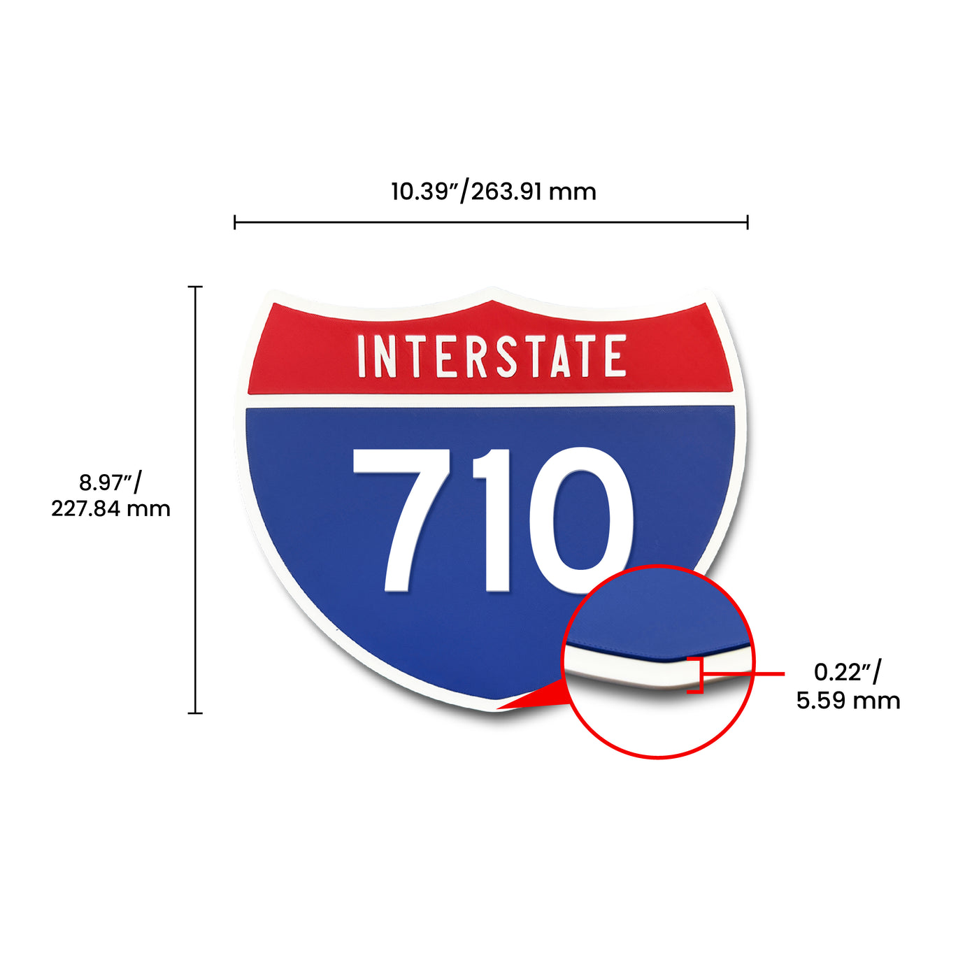 Interstate 710 Number Only road sign replica dimension view