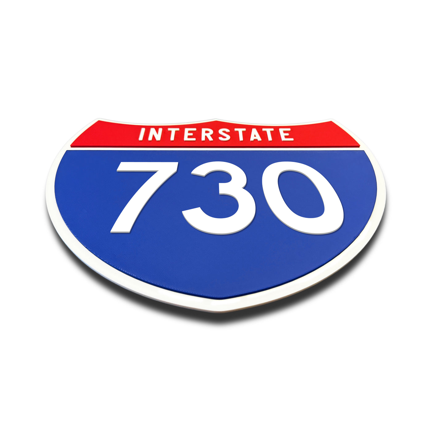 Interstate 730 Number Only road sign replica flat view
