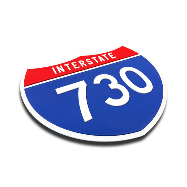 Interstate 730 Number Only road sign replica three quarter view