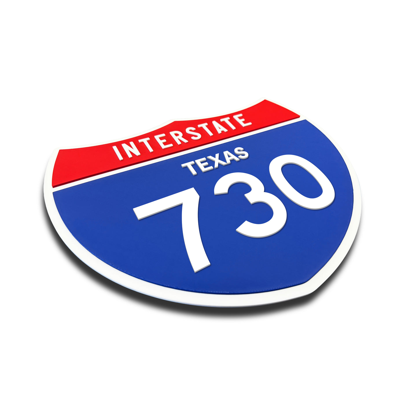 Interstate 730 – Texas road sign replica three-quarter view