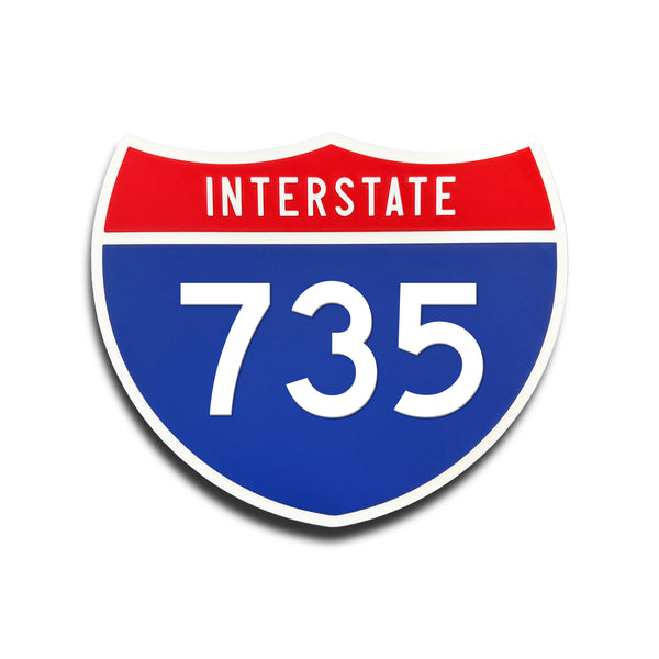 Interstate 735 Number Only road sign replica front view