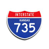 Interstate 735 Kansas road sign replica front view