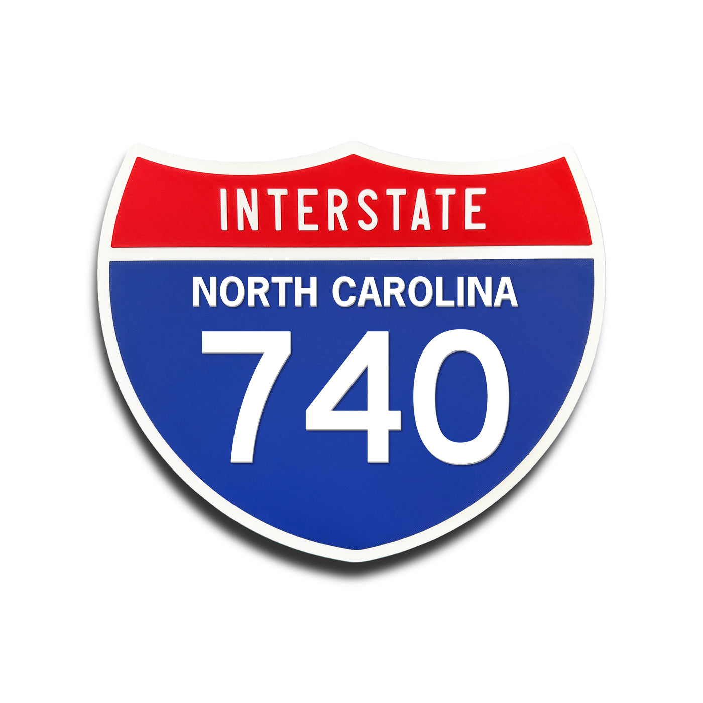 Interstate 740 North Carolina road sign replica front view