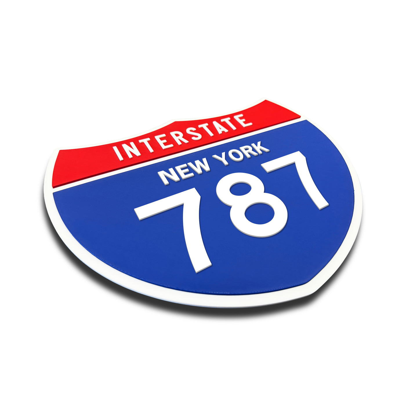 Interstate 787 – New York road sign replica three-quarter view