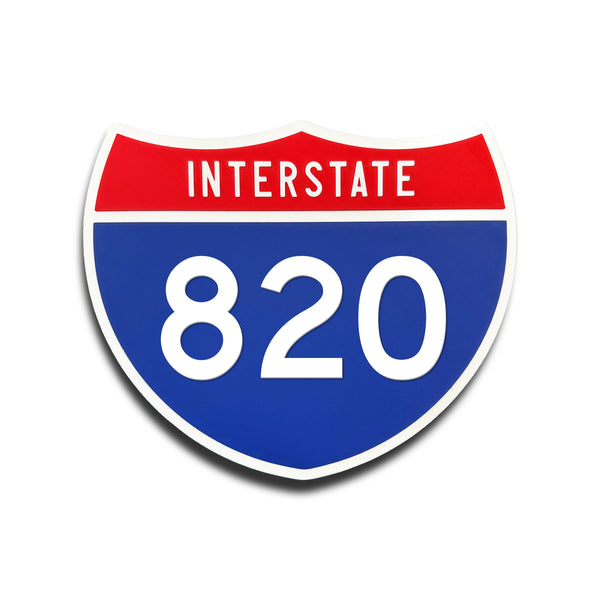 Interstate 820 Number Only road sign replica front view