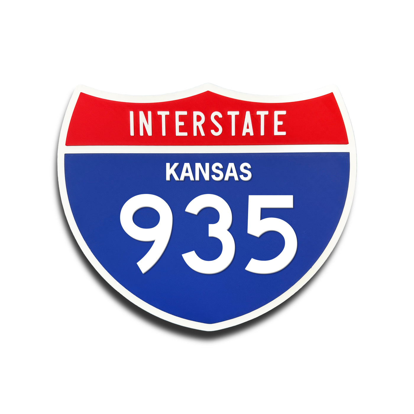 Interstate 935 Kansas road sign replica front view