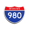 Interstate 980 Number Only road sign replica front view