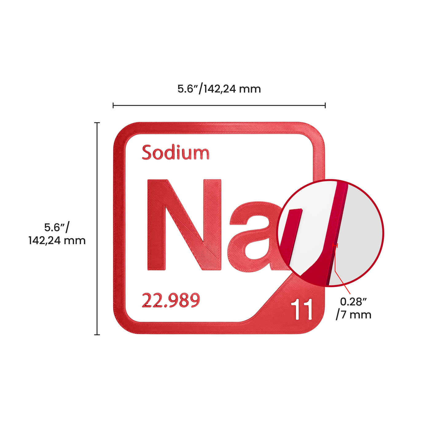 Alkali Metals periodic table element tile dimensional image for the Elemental Tile: Lithium 3 - Black product family.