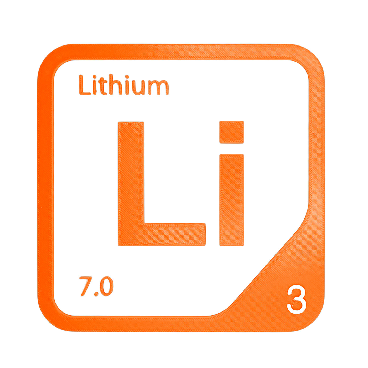Lithium periodic table Elemental Tile in Orange
