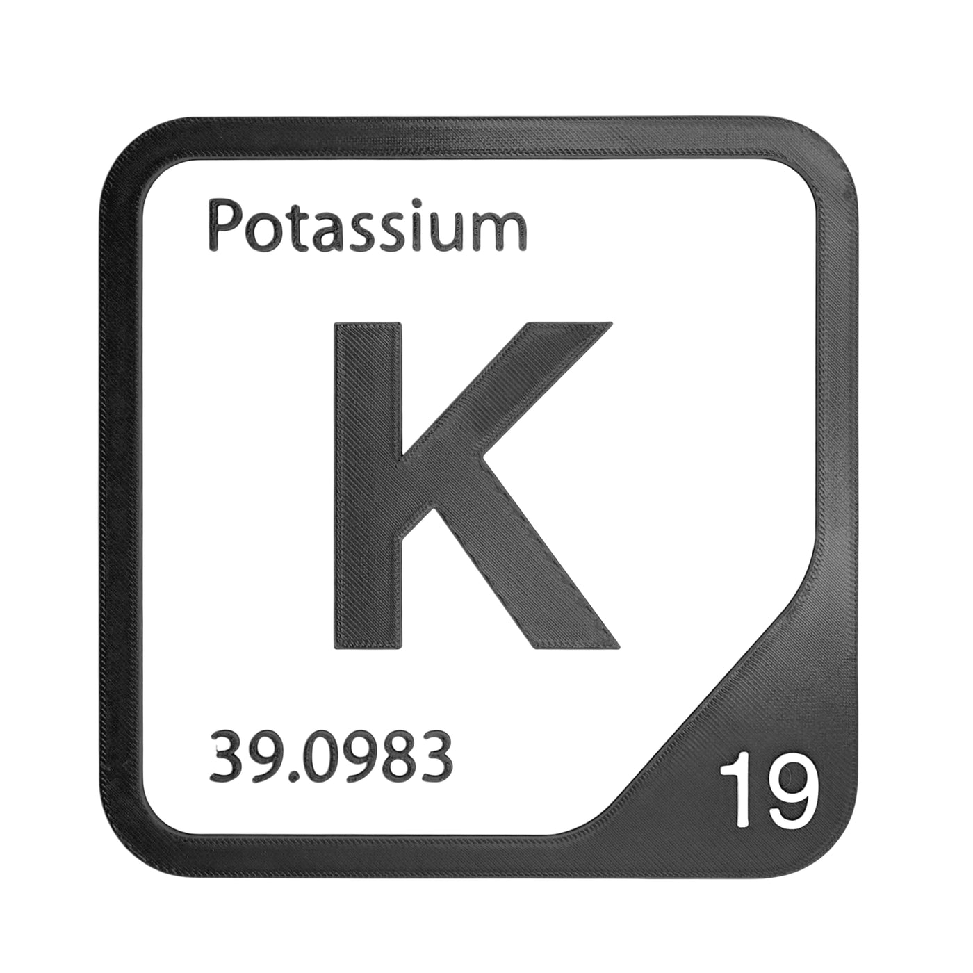 Potassium periodic table Elemental Tile in Black