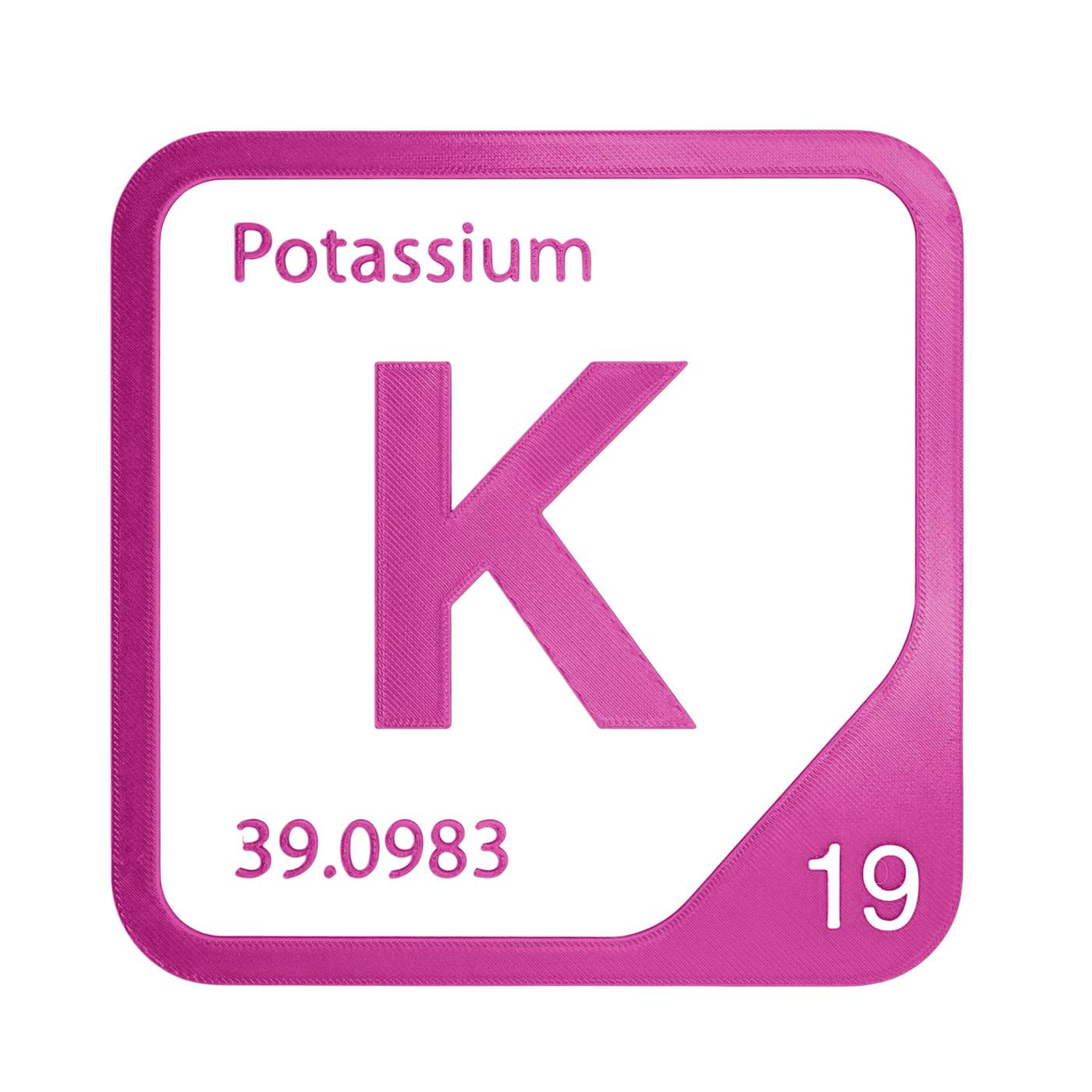 Potassium periodic table Elemental Tile in Magenta