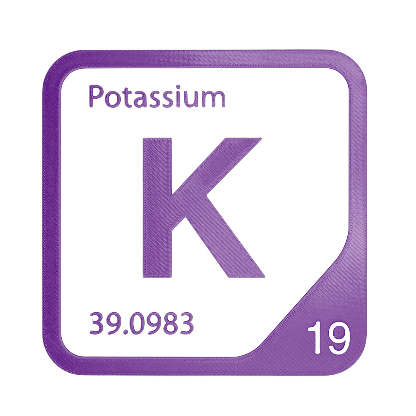 Potassium periodic table Elemental Tile in Purple