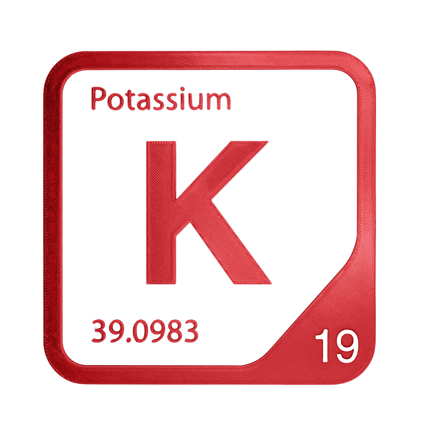 Potassium periodic table Elemental Tile in Red