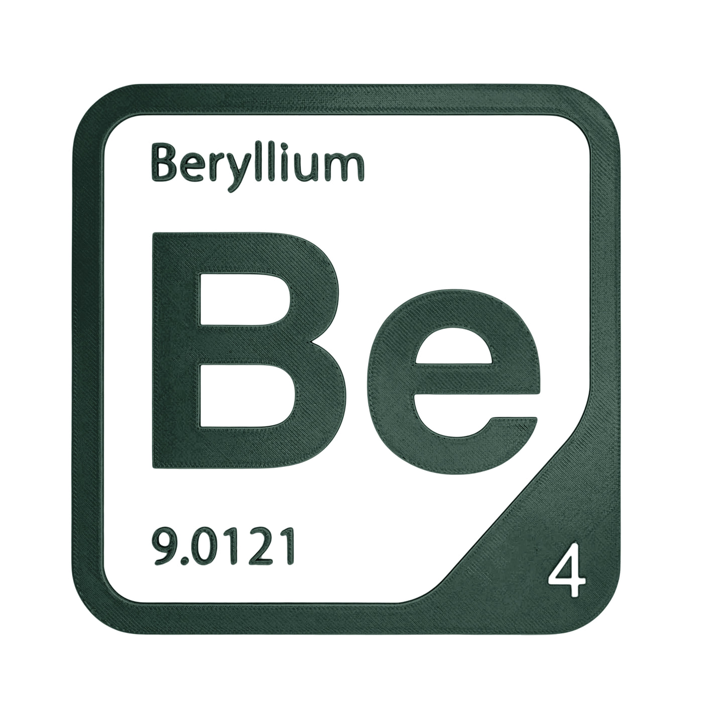 Beryllium periodic table Elemental Tile in Forest Green