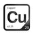 Copper periodic table Elemental Tile in Black