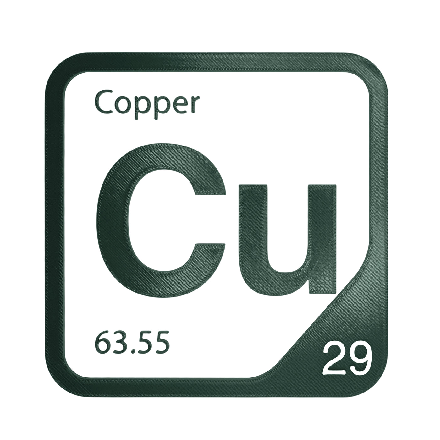 Copper periodic table Elemental Tile in Forest Green