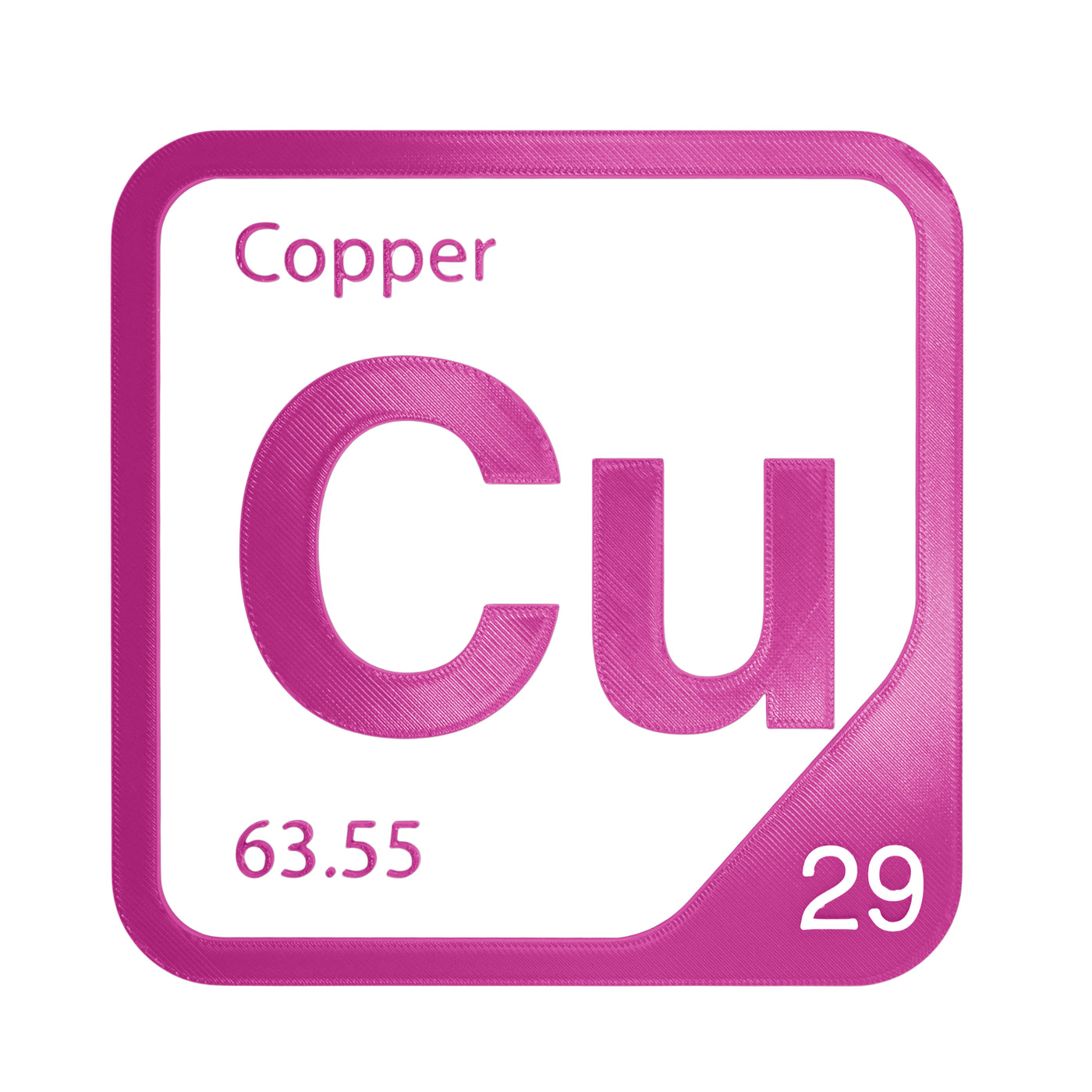 Copper periodic table Elemental Tile in Magenta