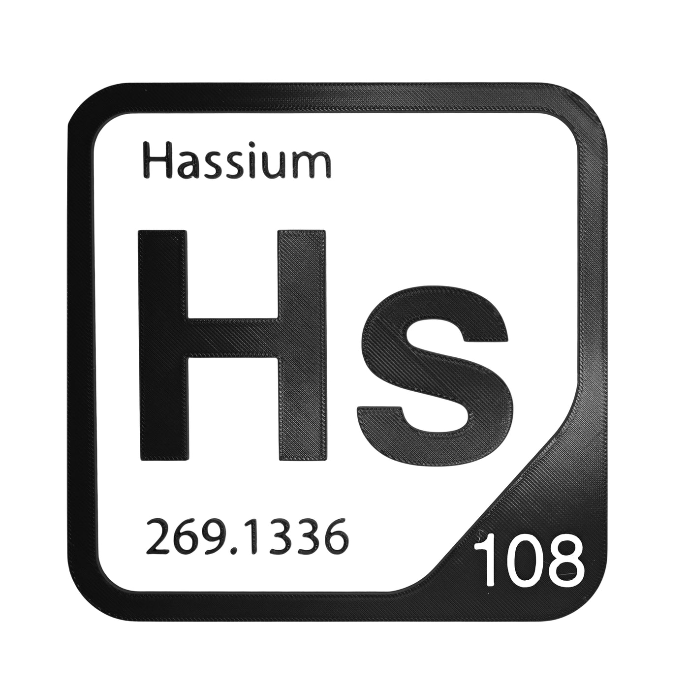 Hassium periodic table Elemental Tile in Black