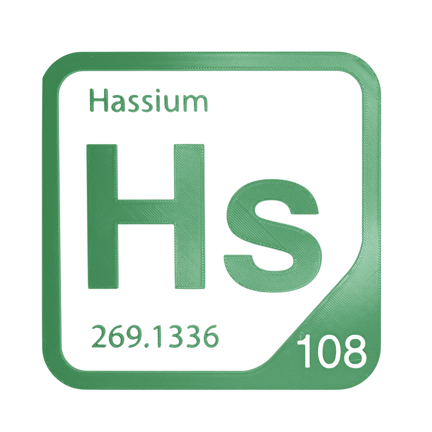 Hassium periodic table Elemental Tile in Green