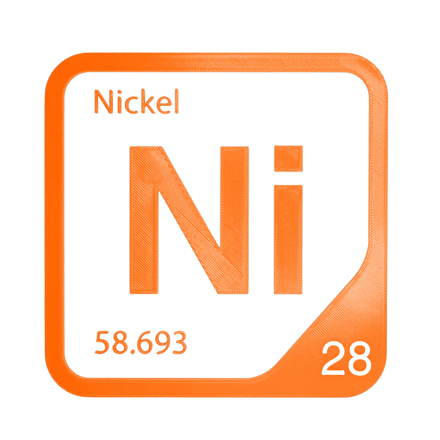 Nickel periodic table Elemental Tile in Orange