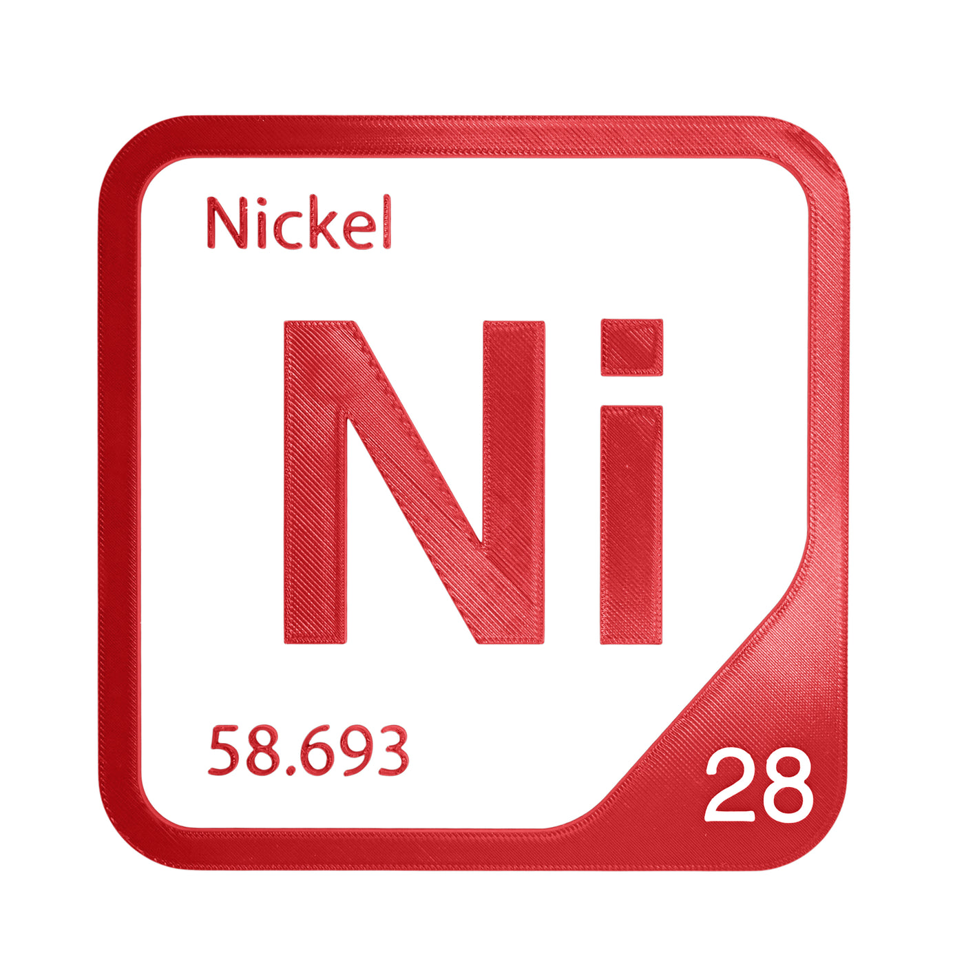 Nickel periodic table Elemental Tile in Red