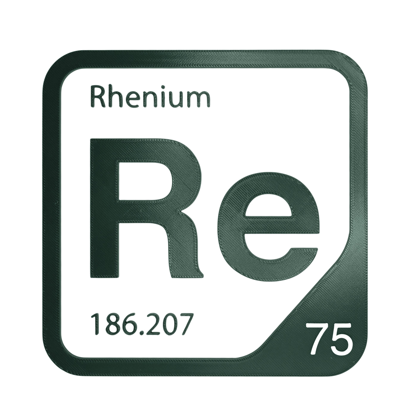Rhenium periodic table Elemental Tile in Forest Green