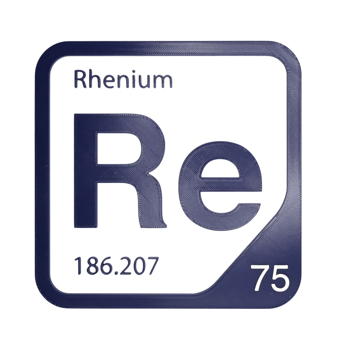 Rhenium periodic table Elemental Tile in Navy Blue