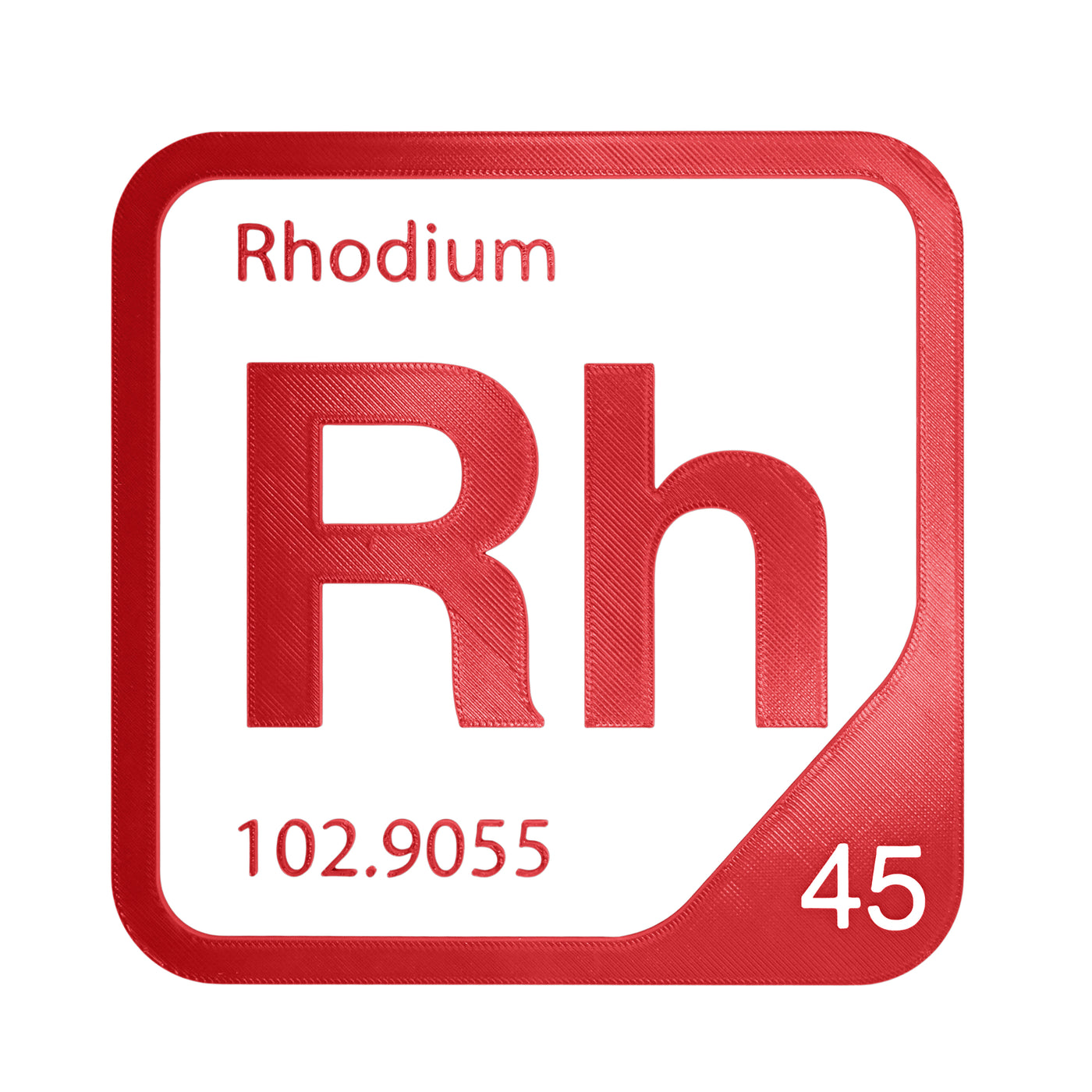 Rhodium periodic table Elemental Tile in Red