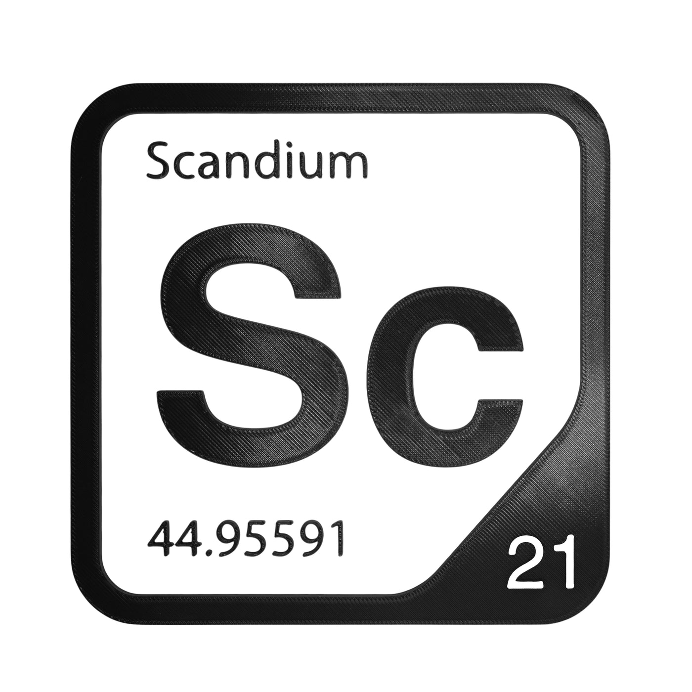 Scandium periodic table Elemental Tile in Black