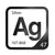 Silver periodic table Elemental Tile in Black