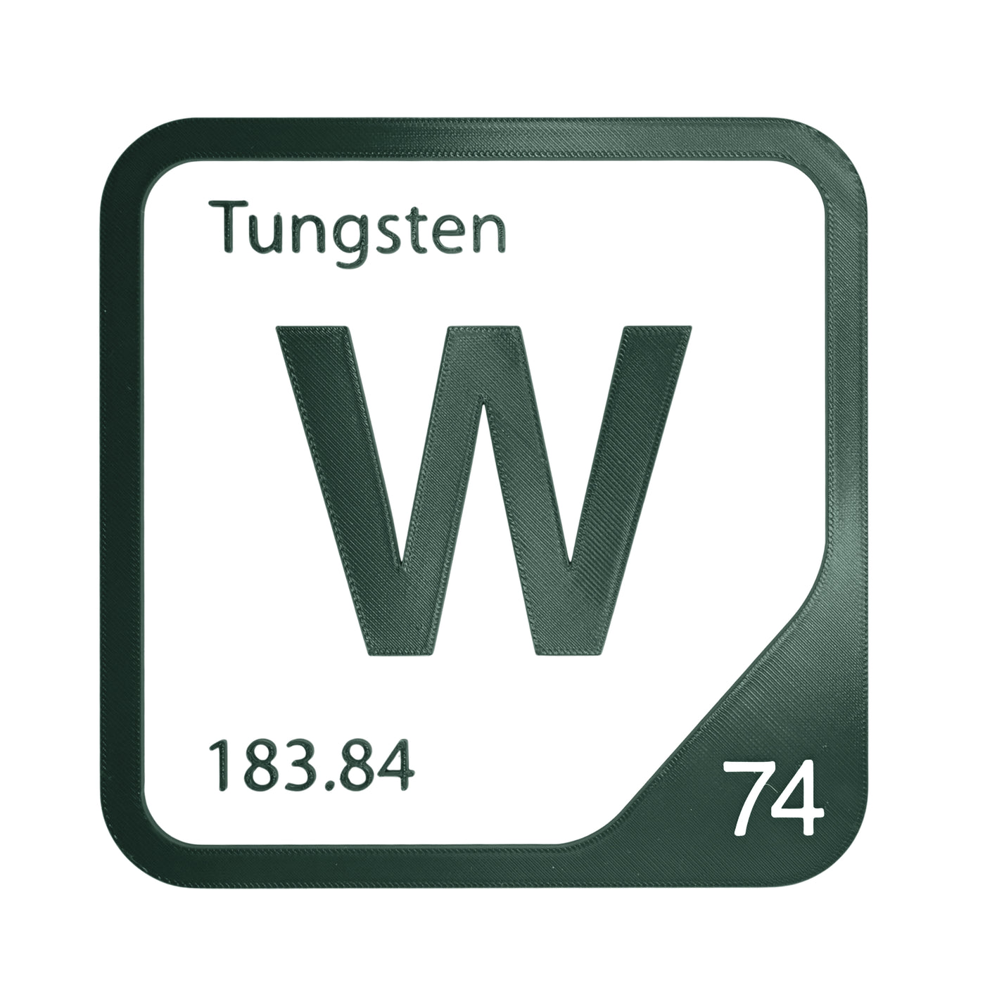 Tungsten periodic table Elemental Tile in Forest Green