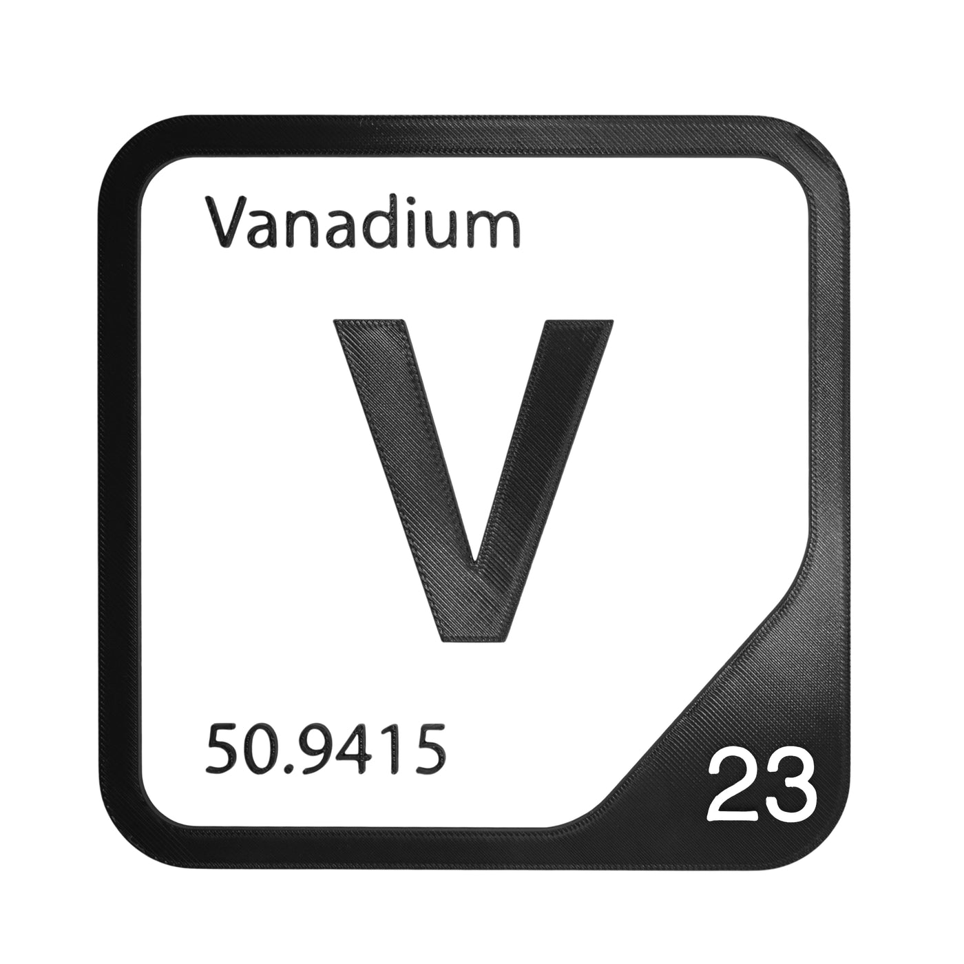 Vanadium periodic table Elemental Tile in Black